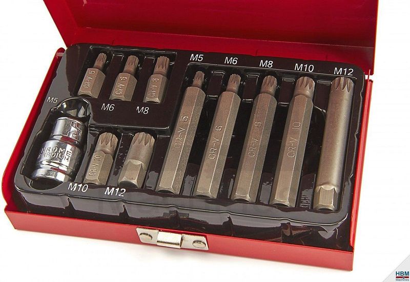 11 Delige Spline Bitset met 1/2"" adapter