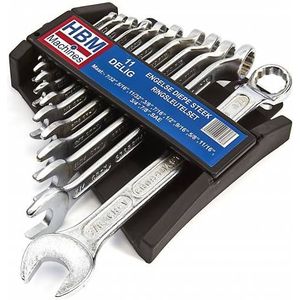 HBM - Steeksleutelset - SAE - 11 Stuks - Diverse Maten