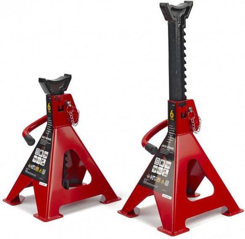 HBM - 6 Ton Assteunen - Set van 2 - Gietijzer - Verstelbare Hoogte 380-595 mm