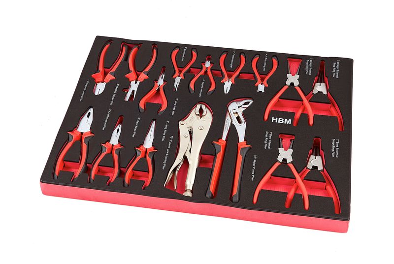 HBM - 16-delige Tangenset - FOAM Inlay - Voor HBM Gereedschapswagen