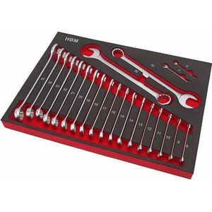 HBM - Professionele Ring-Steeksleutelset - 22 Delig - Chroom-Vanadium Staal