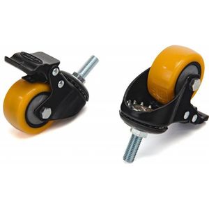 HBM - Profi - Zwenkwiel - 50 mm - 4 Stuks - Met Draadeind en Rem