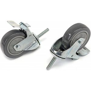 HBM - Profi Zwenkwiel - 100 mm - Met Draadeind en Rem - 4 Stuks