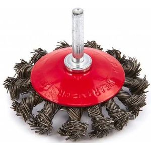 HBM 75 mm schijfborstel met gedraaid STAALdraad met 6 mm opname