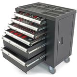 HBM - 154-delige Gereedschapswagen - Zwart - Carbon Inlays