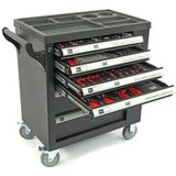 HBM - 154-delige Gereedschapswagen - Zwart - Carbon Inlays
