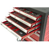 HBM - 154-delige Gereedschapswagen - Rood - Duurzame Carbon Look Inlays