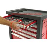 HBM - 154-delige Gereedschapswagen - Rood - Duurzame Carbon Look Inlays