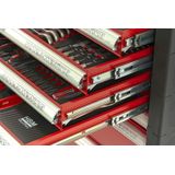 HBM - 154-delige Gereedschapswagen - Rood - Duurzame Carbon Look Inlays
