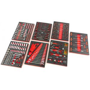 Gereedschapswagen - Inlay - Rood - Carbon Look - 262-delig