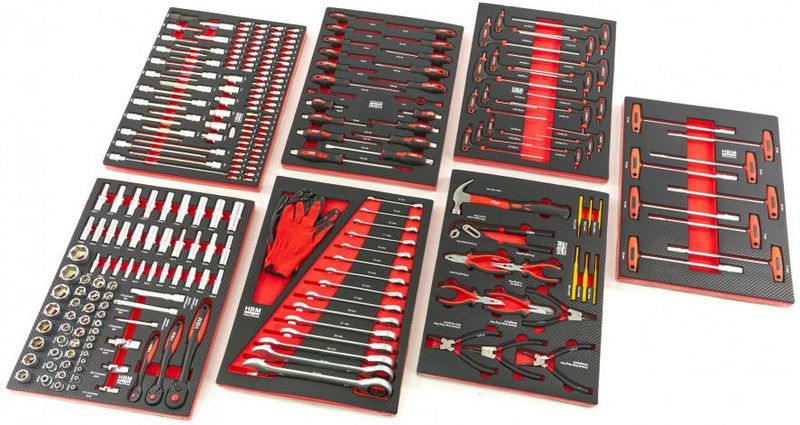 Gereedschapswagen - Inlay - Rood - Carbon Look - 262-delig