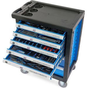 HBM - Premium Gevulde Gereedschapswagen - Blauw - 196-delig