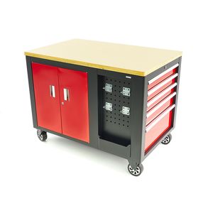Mobiel Werkstation, Werkbank, Gereedschapswagen Met 10 Laden en Kast