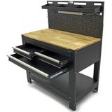 HBM - Werkbank - Houten Werkblad - Inclusief Achterwand en LED Verlichting