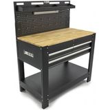 HBM - Werkbank - Houten Werkblad - Inclusief Achterwand en LED Verlichting