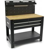 HBM - Werkbank - Houten Werkblad - Inclusief Achterwand en LED Verlichting