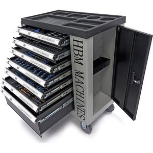 HBM Premium Gevulde Gereedschapswagen met deur - 245 Delig Inch (Engelse) Maten