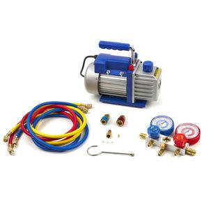 HBM - Vacuümpomp 1 Traps - 60 Liter Per Minuut - Met 2 Voudige Manometerset