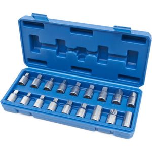 Carterplug - Doppenset - 18 Delig - Hex - 8 tot 17 mm - Square - Spline - Triangular