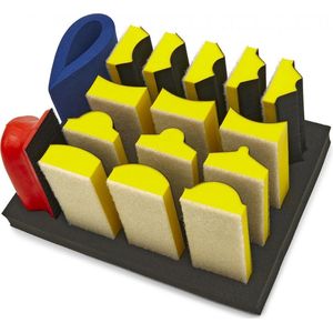 HBM - 16 Delige Professionele Schuurblokkenset - Kleur: Multicolor - Materiaal: PU en EVA