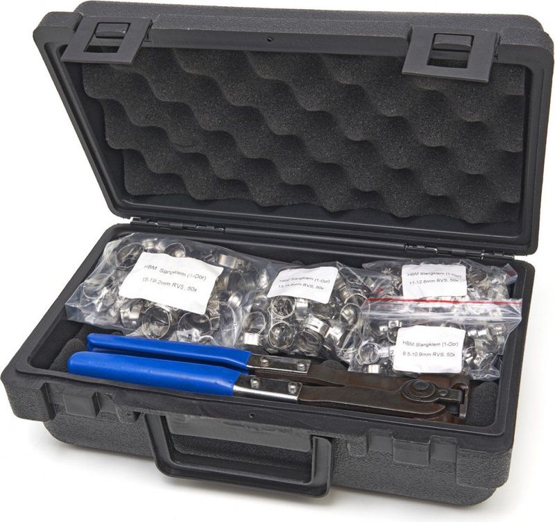 HBM - 202 Delig Slangenklem Assortiment - Inclusief Slangenklem Tang - 200 Stuks