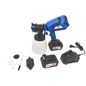 HBM - 20 Volt Draagbare Elektrische Verfspuit - Zwart - Blauw - Inclusief 2 Accu's - 1000 ML Reservoir