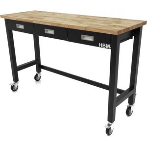 HBM - Professionele Werkbank - 152 cm - Houten Werkblad - Verrijdbaar