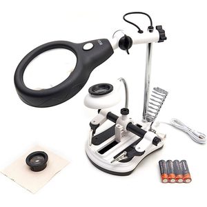 Deluxe 3e Handje Loupelamp met 4 x Loupe Vergroting en LED Verlichting