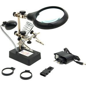 HBM Deluxe 3e Handje Loupelamp met 3 x Loupe Vergroting en LED Verlichting