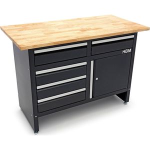 Werkbank - 120cm - Hout - Verstelbare Poot - Kogelgelagerde Laden