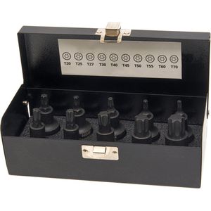 HBM 10-teiliger professioneller 1/2 inch Kraftnuss-Satz Torx T20-T70
