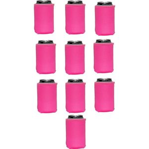 10 st. bier - frisdrank blik koelhoud hoesje in ROZE|bierblik hoesjes | Festival | Vakantie | Strand | Carnaval