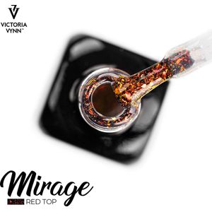 Victoria Vynn – Top Coat Red Mirage No Wipe 8 ml - rode glitter topcoat - flakes - gellak - gelpolish - gel - lak - polish - gelnagels - acrylnagels - polygel - nagels - manicure - nagelverzorging - nagelstyliste - uv / led - nagelstylist - callance