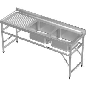 Inklapbare Spoeltafel - 180 X 60cm - 2 Rechts - Combisteel 7490.0280 - Horeca & Professioneel