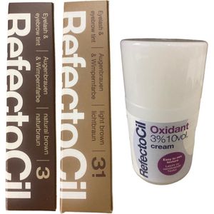 RefectoCil 2 Stuks Nr 3.1 Lichtbruin + Nr.3 Natuurbruin + 100ml Crème Oxidant