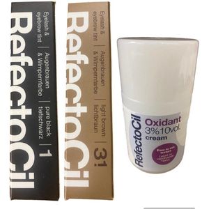 RefectoCil 2 Stuks Nr.1 Zwart + Nr.3 Natuurbruin + 100ml Crème Oxidant