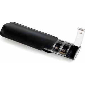 Luxe pillendoosje met lederen etui: Taal: Nederlands/ kleur etui: effen zwart