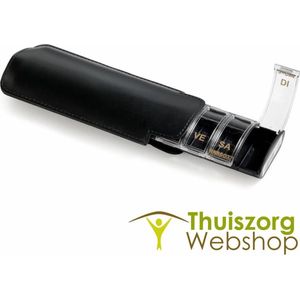 Luxe pillendoosje met lederen etui : Taal: Frans/ kleur etui: rood