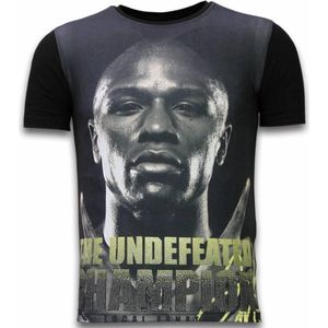 The Undefeated Champion - Digital Rhinestone T-shirt - Zwart