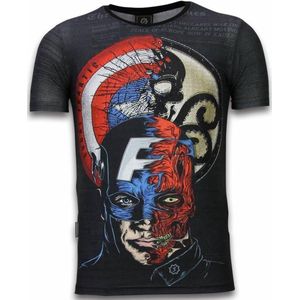 Captain - Digital Rhinestone T-shirt - Zwart