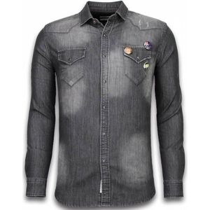 Bread & Buttons - Denim Overhemd - Spijker - Slim Fit