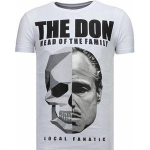 The Don Skull - Rhinestone T-shirt - Wit