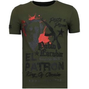 El Patron Pablo - Rhinestone T-shirt - Khaki