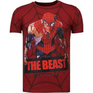 The Beast Spider - Rhinestone T-shirt - Bordeaux