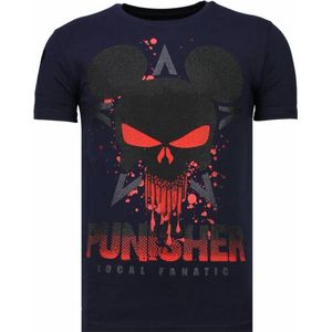 Punisher Mickey - Rhinestone T-shirt - Navy