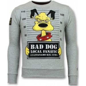 Bad Dog Trui - Cartoon Heren Sweater - Grijs