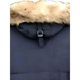 Enos - Lange Heren Winterjas - Blauw - Nep Bont - Slim Fit