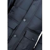 Enos - Lange Heren Winterjas - Blauw - Nep Bont - Slim Fit