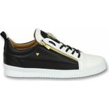 Heren Schoenen - Heren Sneaker Bee Black White Gold - CMS97 - Wit/Zwart