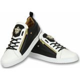 Heren Schoenen - Heren Sneaker Bee Black White Gold - CMS97 - Wit/Zwart